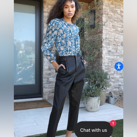 Greylin Teal Ami yoke floral blouse - Picture 2 of 9